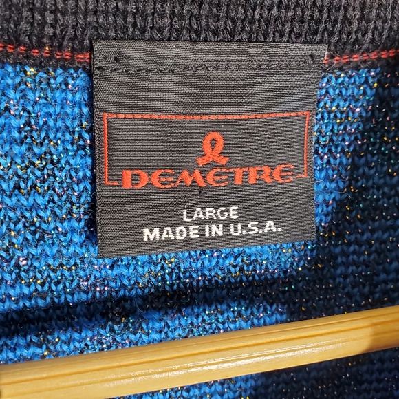 Demetre Vintage Blue and purple Pull over ladies Blossom Wool blend Sweater - Picture 3 of 9